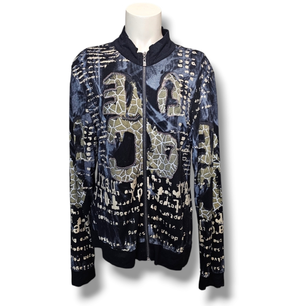 ADORE multimedia zip up cardigan. Large